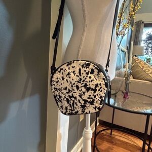 Treasure & Bond Leather Black and White Mohair Crossbody Bag